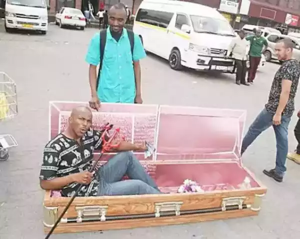 Photo: South African Pastor Preaches From Inside Coffin